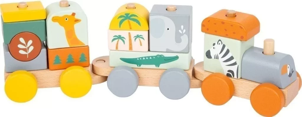Train En Bois Arctic Small Foot Certifié FSC 100% - Jeu D'Assemblage Et Empilage Dès 1 An